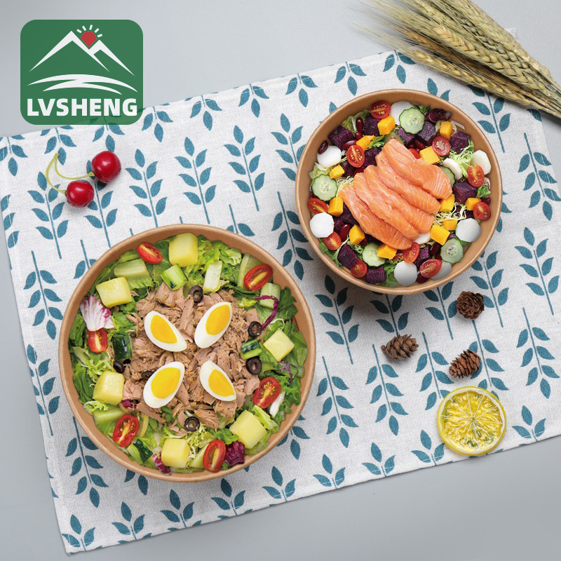 Restaurant eco friendly Biodegradable Compostable Kraft Paper Bowl from Lvsheng Factory